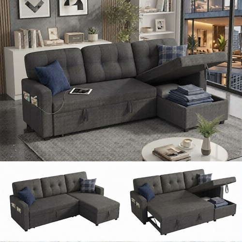 Dark gray linen l - dark, shaped