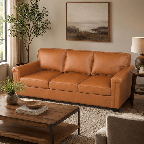 Faux leather sofa - faux, for